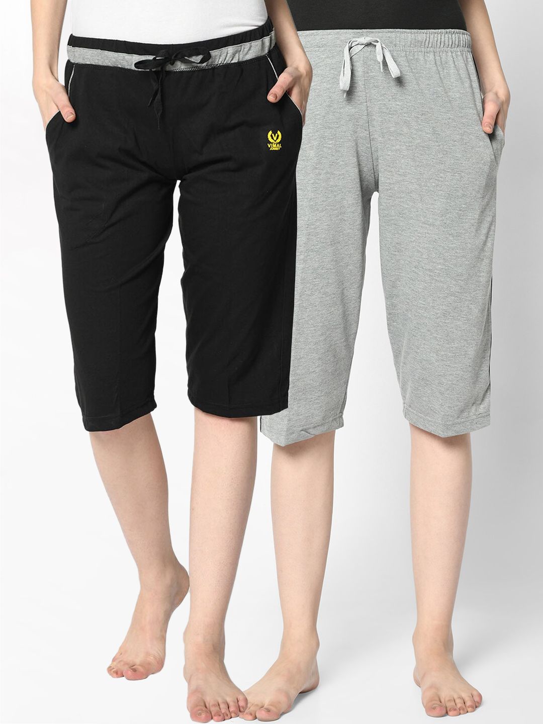 VIMAL JONNEY Women Pack Of 2 Solid Lounge Shorts Price in India