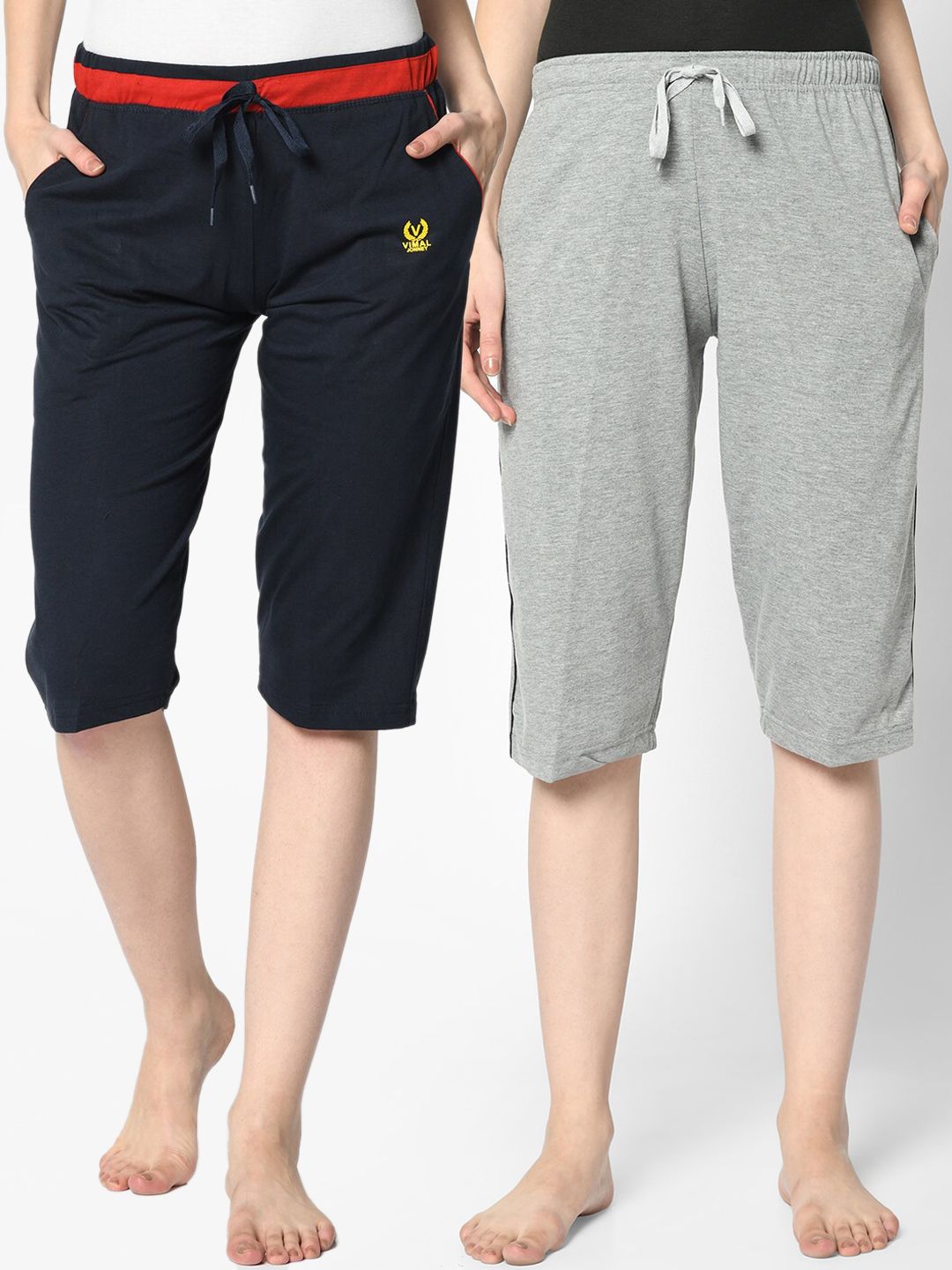 VIMAL JONNEY Women Pack of 2 Solid Lounge Shorts Price in India
