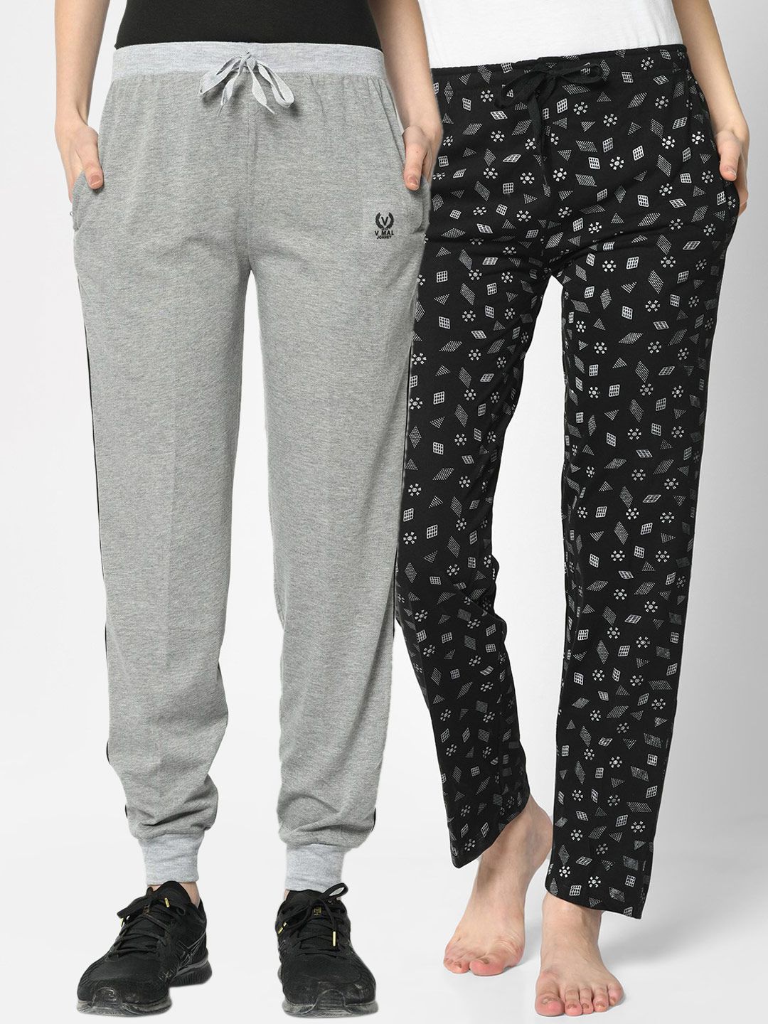 VIMAL JONNEY Women Pack of 2 Solid Lounge Pants Price in India