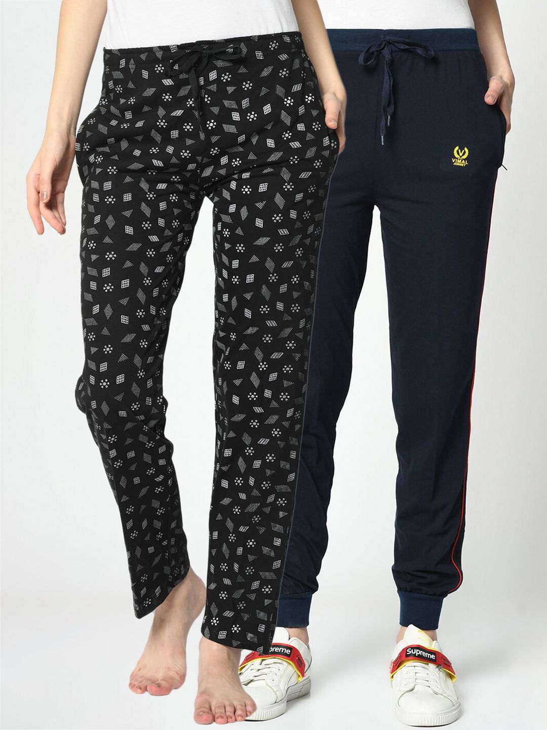 VIMAL JONNEY Women Pack Of 2 Printed Lounge Pants Price in India