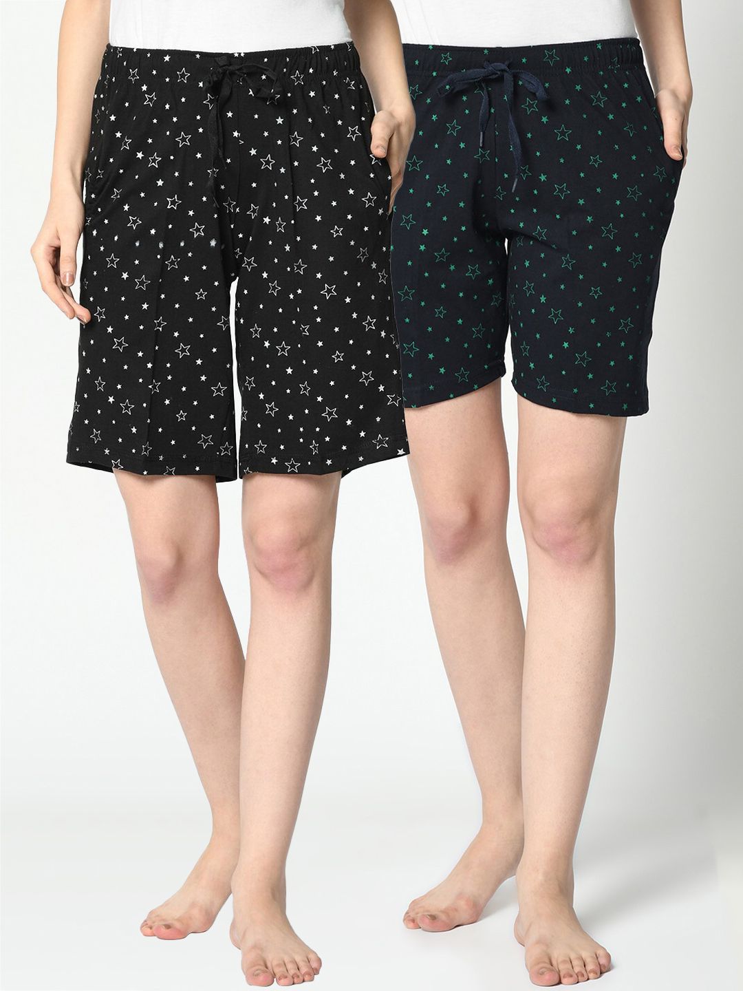 VIMAL JONNEY Women Pack of 2 Solid Lounge Shorts Price in India