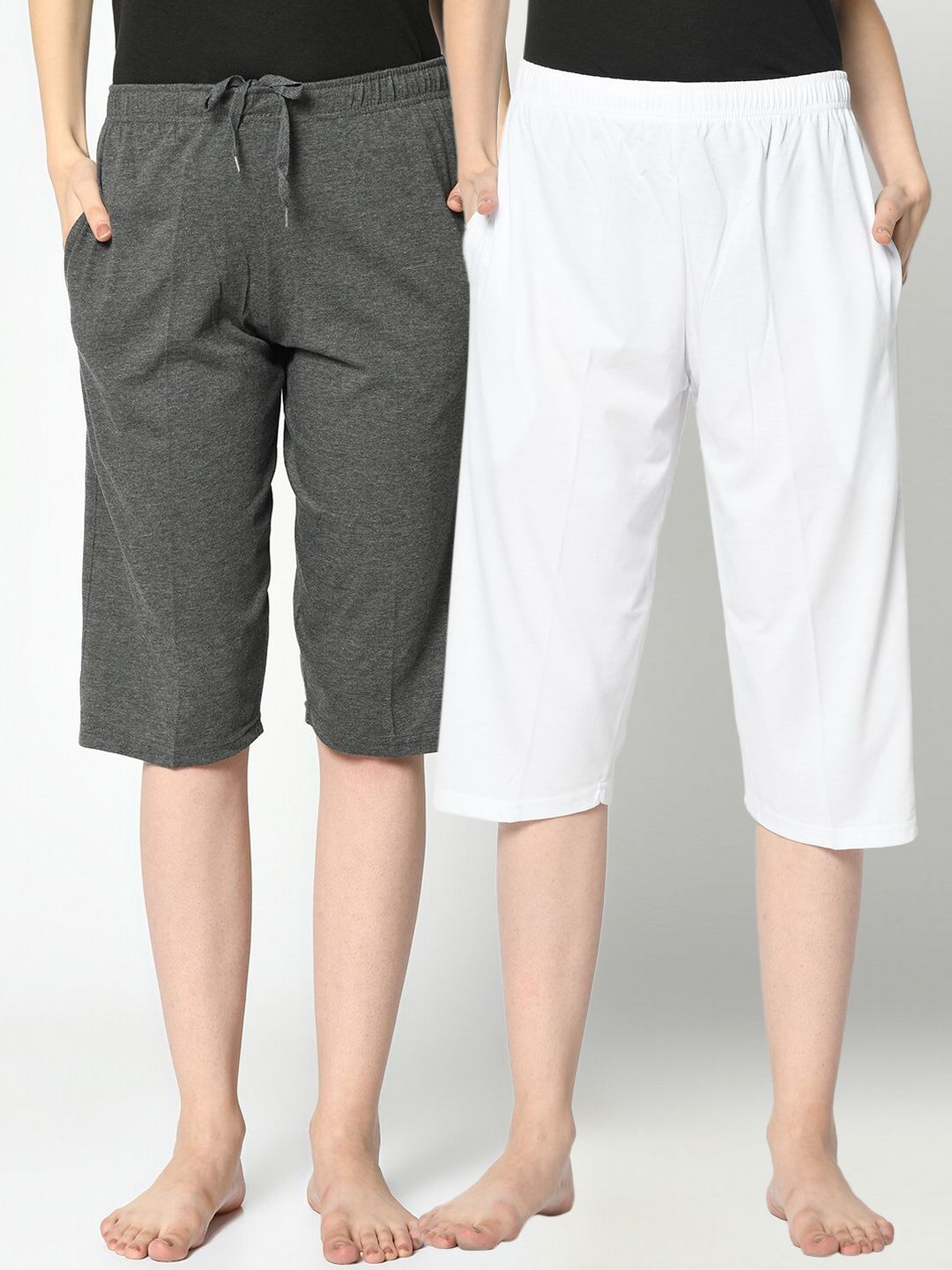 VIMAL JONNEY Women Pack of 2 Solid Lounge Shorts Price in India