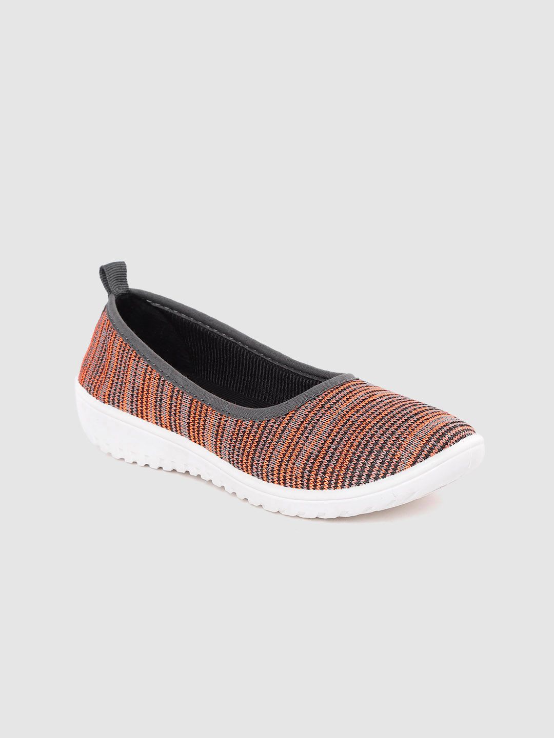 DressBerry Women Orange & Grey Woven Design Ballerinas