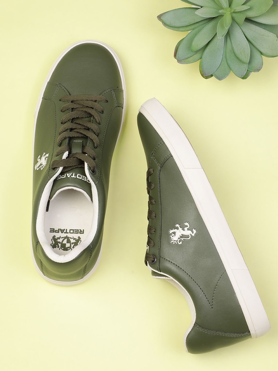 Red Tape Men Olive Green Solid Sneakers