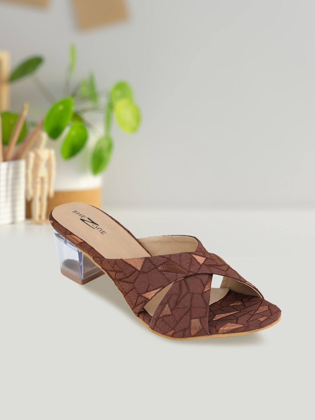 Shezone Women Copper-Toned Textured Sandals Price in India