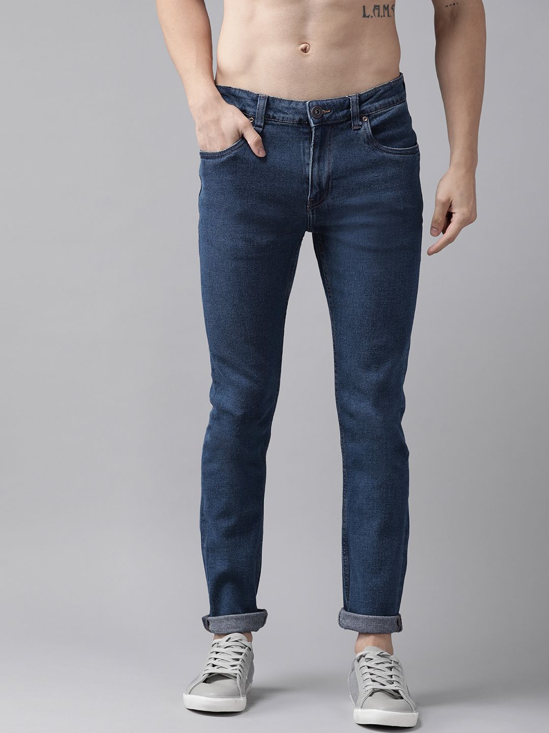 Roadster Men Navy Blue Skinny Fit Light Fade Stretchable Jeans