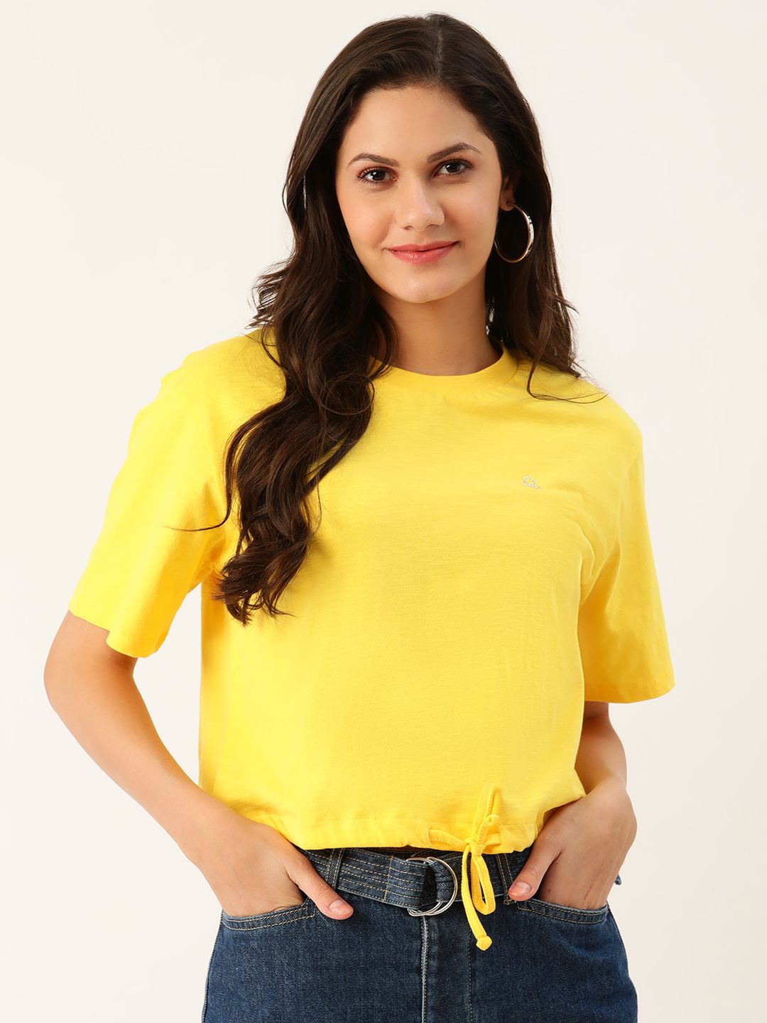 United Colors of Benetton Yellow Cotton Regular Top