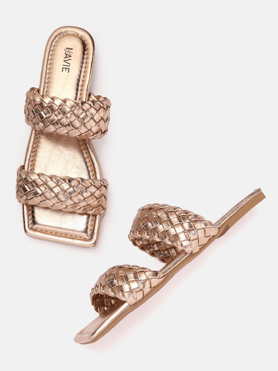 Lavie Women Rose Gold-Toned Open Toe Flats Price in India