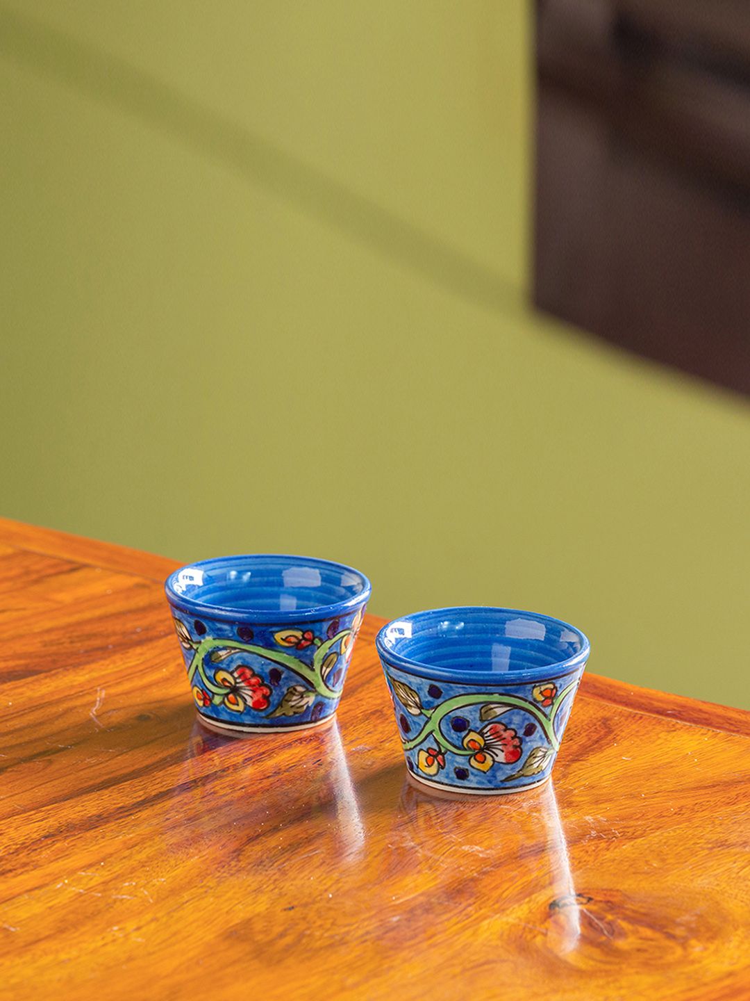 ExclusiveLane Blue 2-Pieces Hand-Painted Ceramic Chutney & Dip Bowl Set Price in India