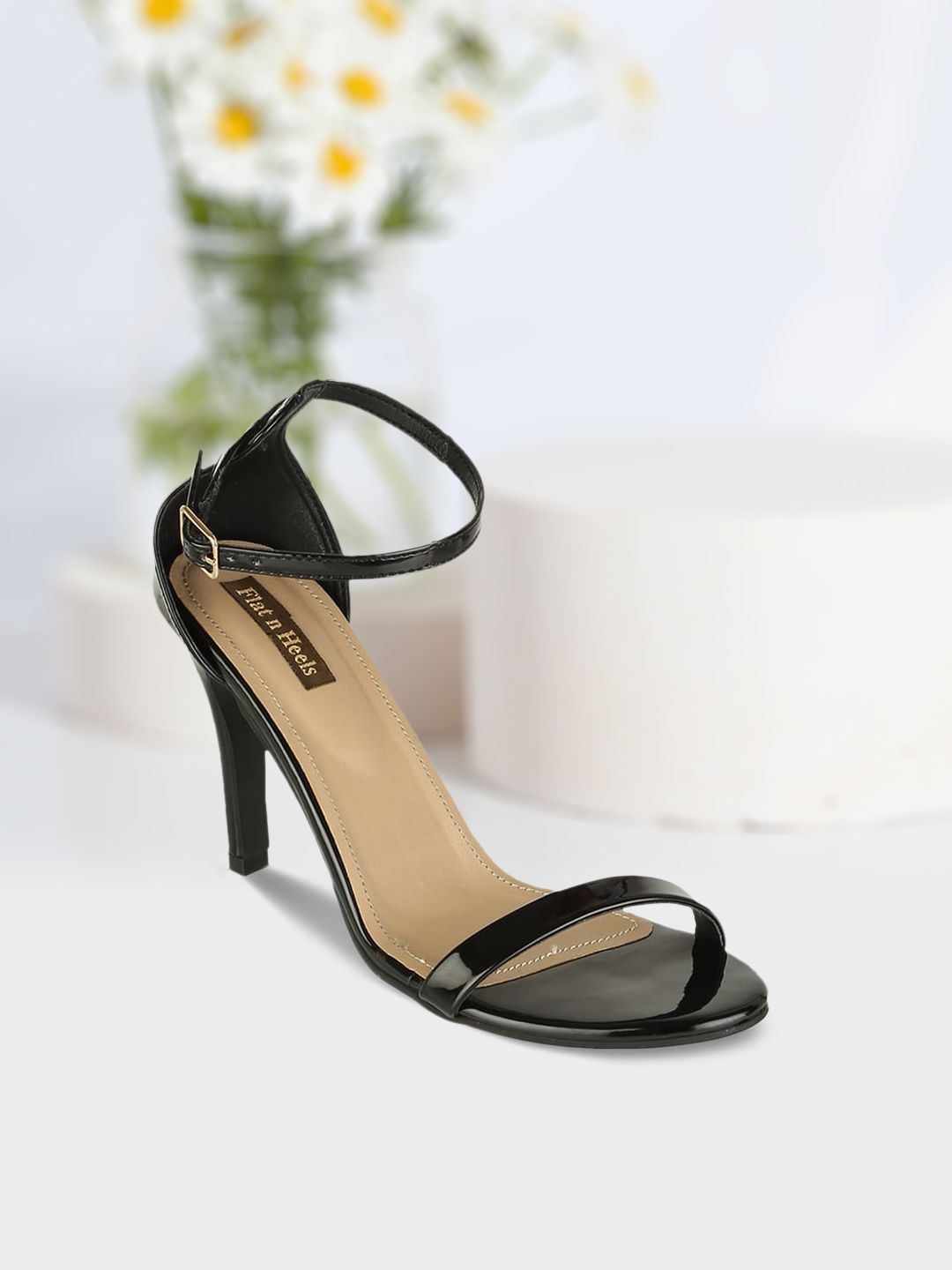 Flat n Heels Women Black Solid Slim Heels Price in India