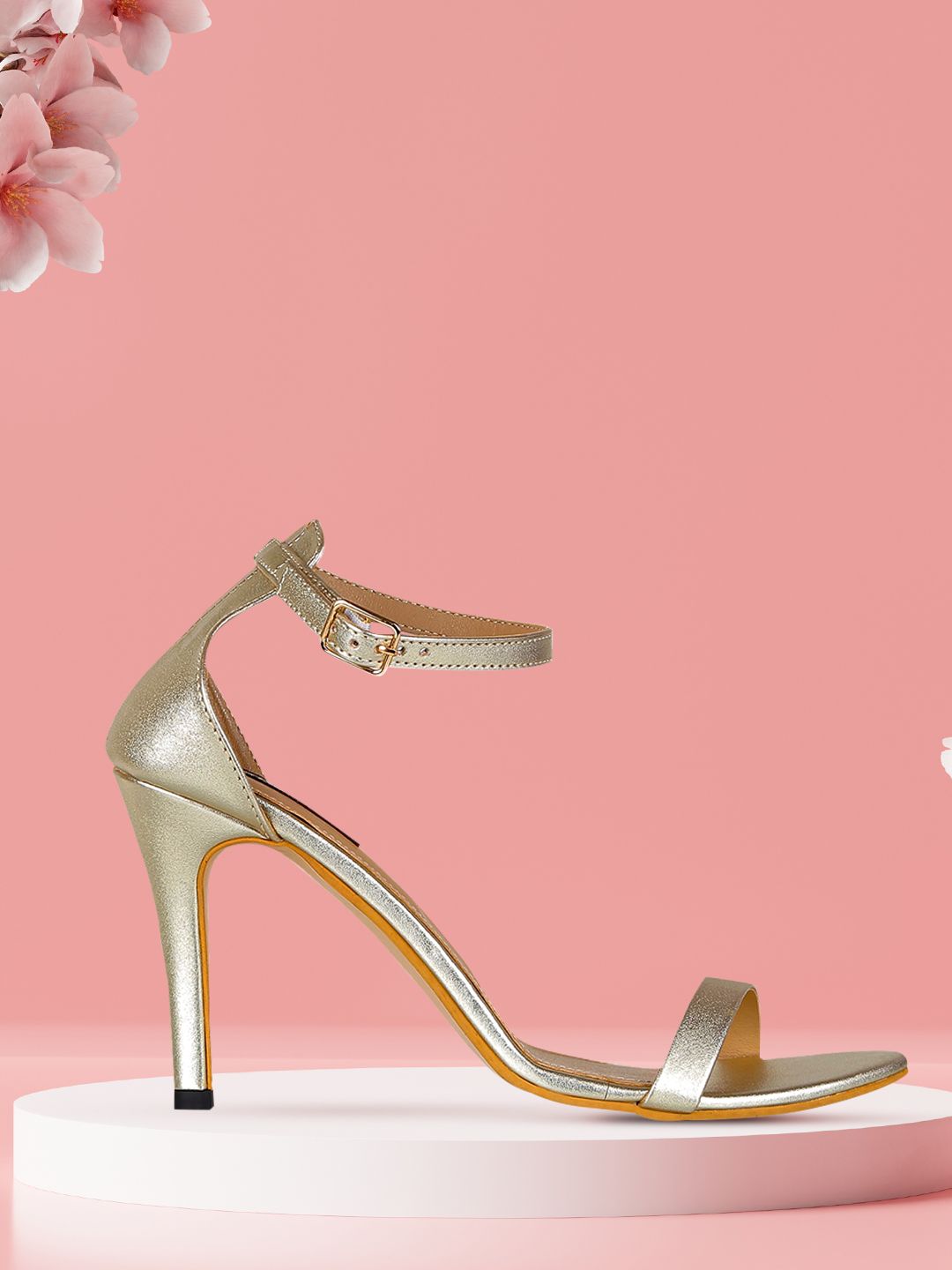 Flat n Heels Women Gold-Toned Solid Sandals Price in India