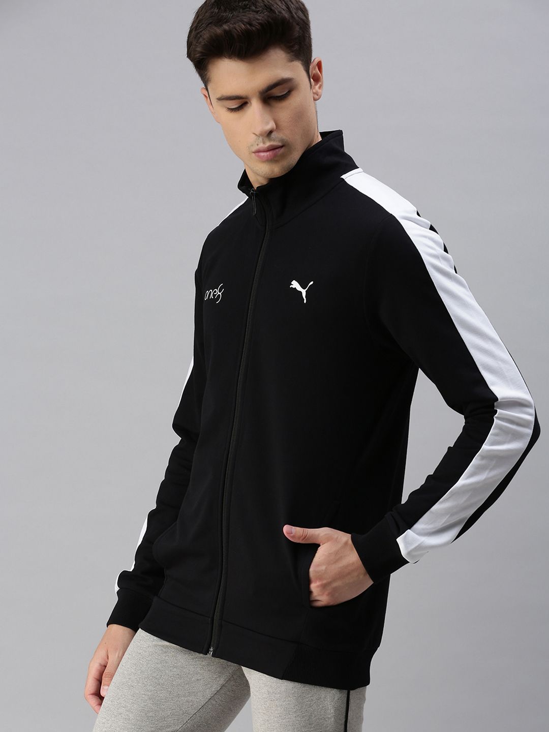 Buy one8 x PUMA Men Black Slim Fit Full-Zip Sporty Jacket