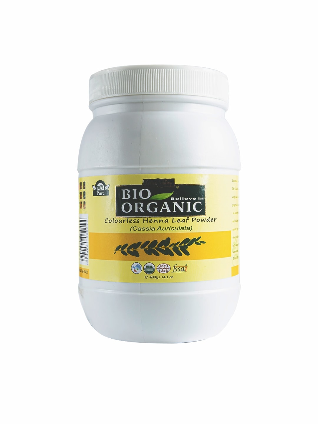 Indus Valley Unisex Bio Organic Colourless Henna Leaf Powder Jar 400g Price in India