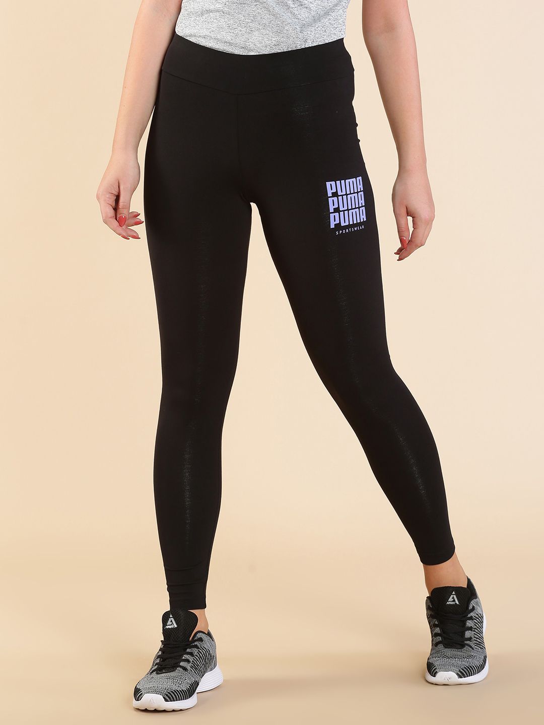 Puma Women Black Brand Logo Wmn Graphic Cropped Tights Price in India