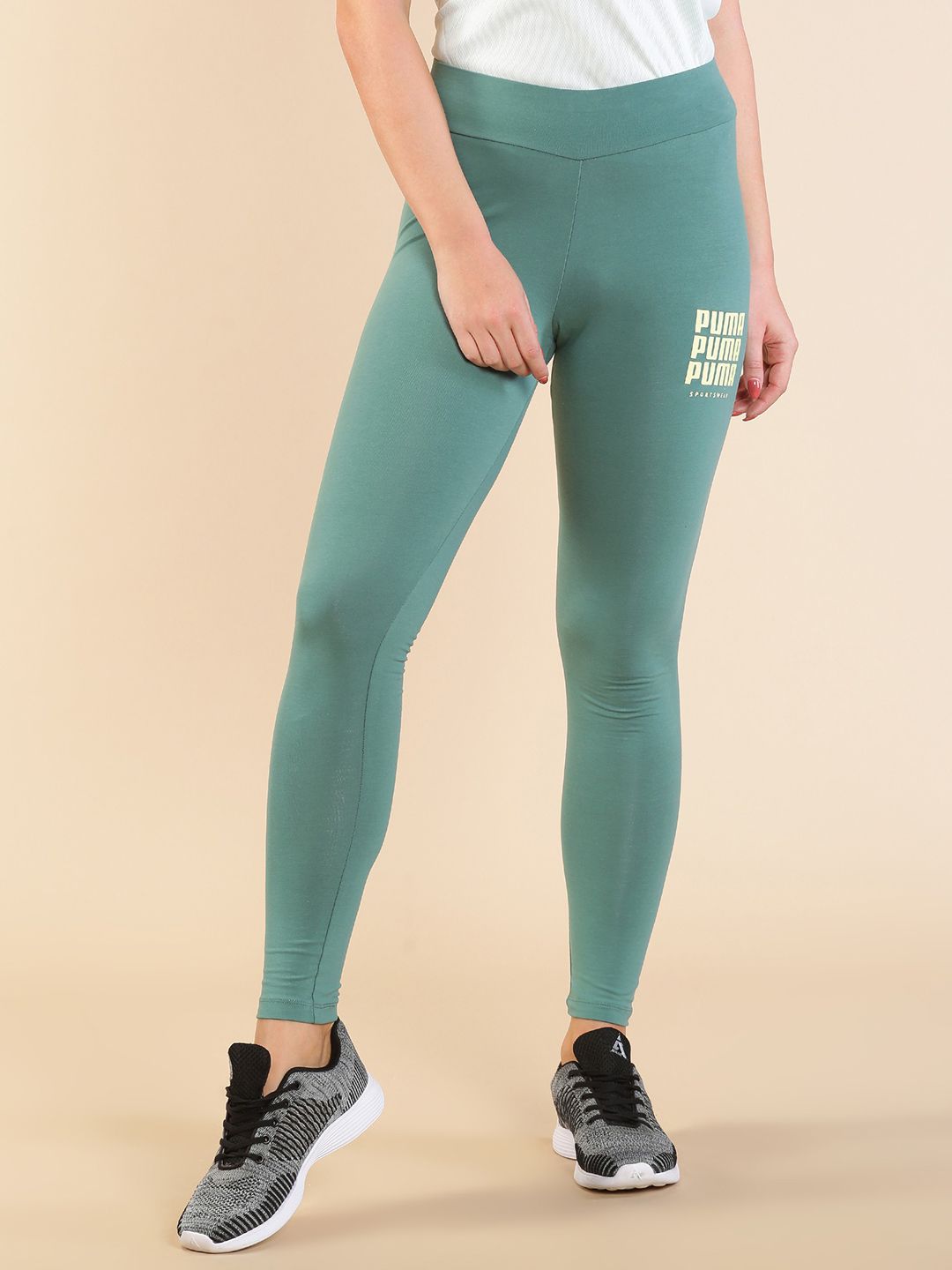 Puma Women Blue Brand Logo Wmn Graphic Cropped Tights Price in India