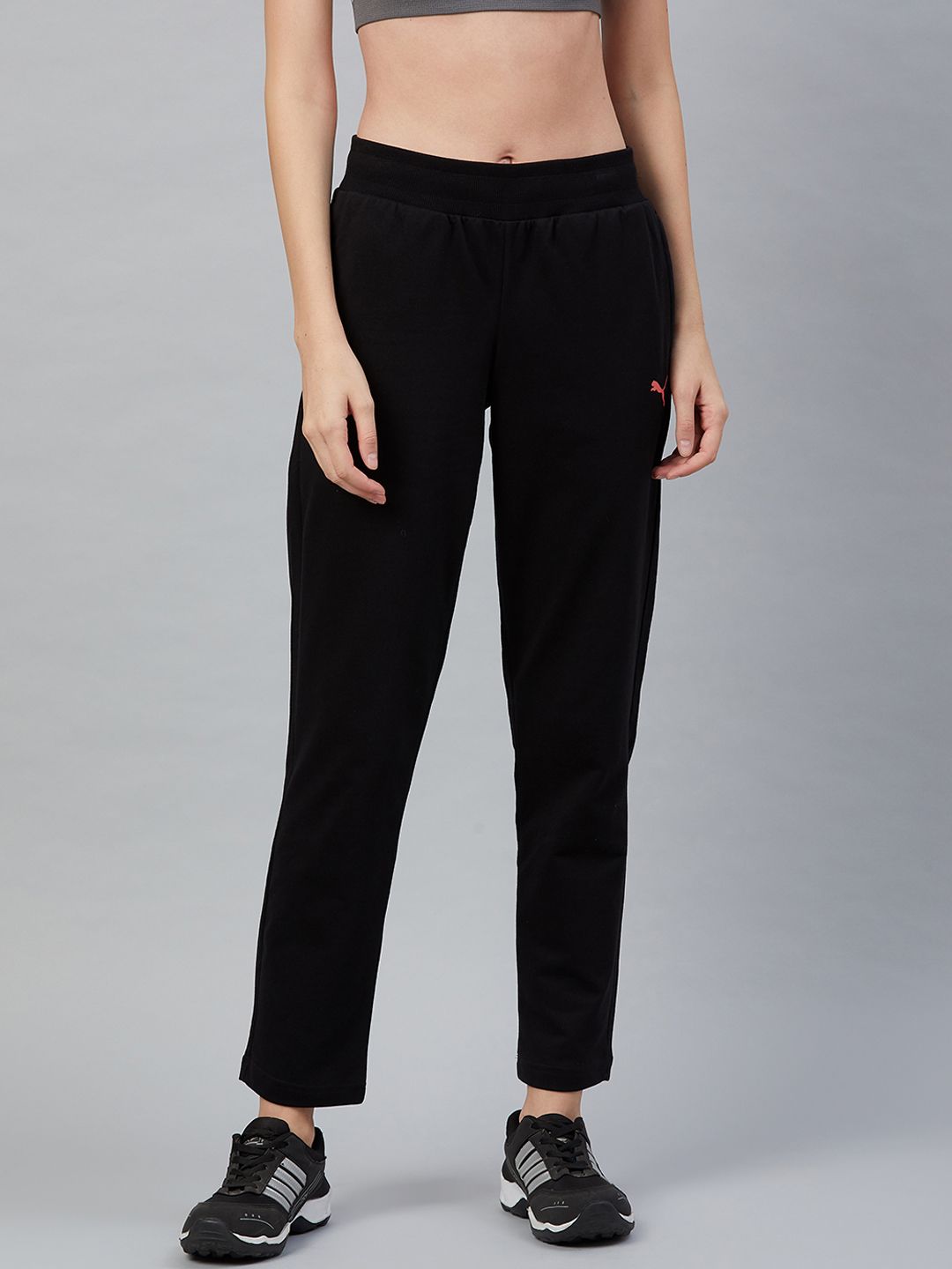 Puma Women Black Graphic 3 Solid Track Pants Price in India