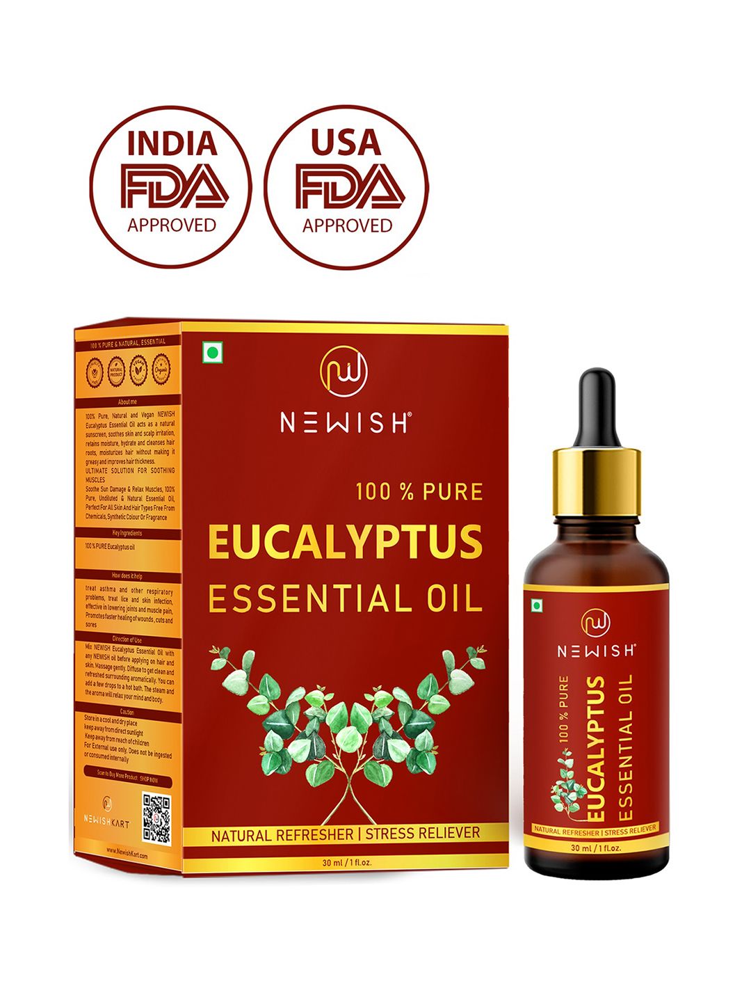 NEWISH Unisex Natural Refresher Stress Reliever Eucalyptus Aroma Oils 30ml Price in India