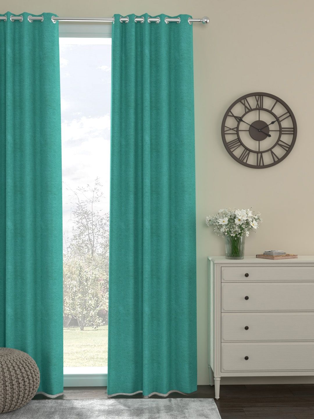 ROSARA HOME Sea Green Single Curtain Price in India