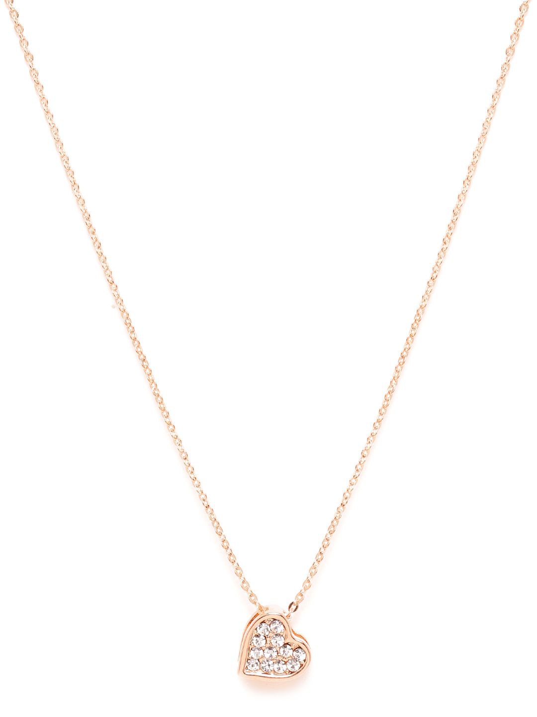 Carlton London Rose Gold-Plated CZ Studded Minimal Heart Shaped Necklace Price in India