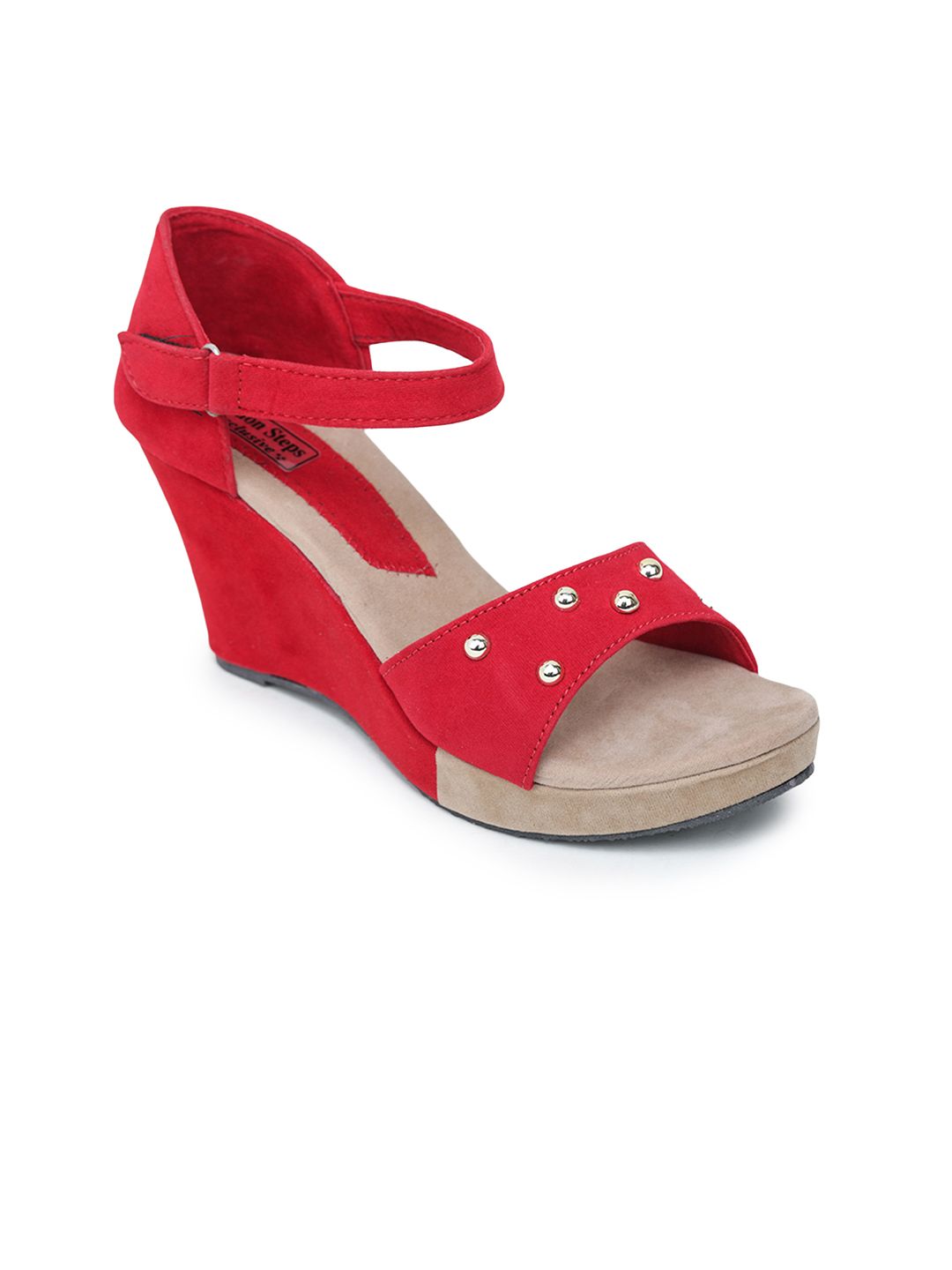 LONDON STEPS Women Red Embellished Wedges Price in India