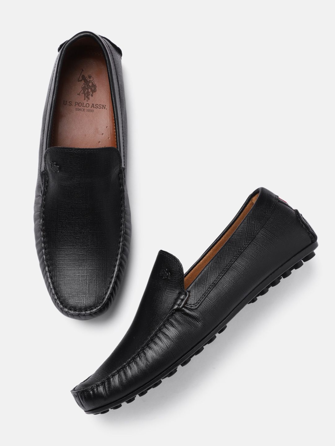 U.S. Polo Assn. Men Black Leather Loafers