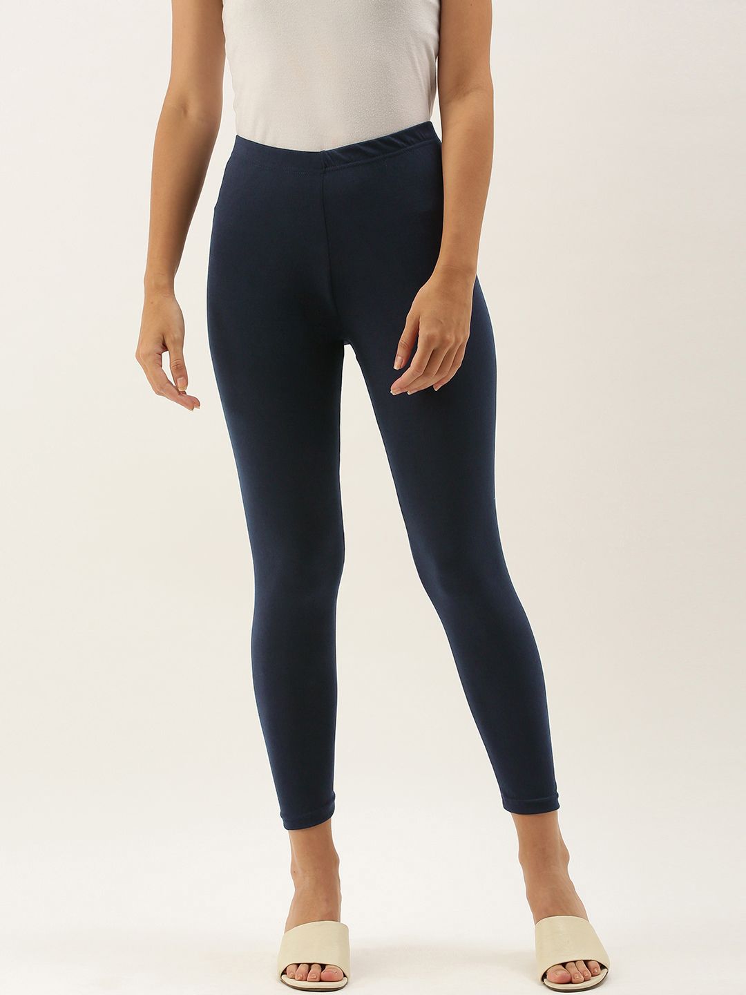 Anouk Women Navy Blue Solid Ankle Length Leggings Price in India