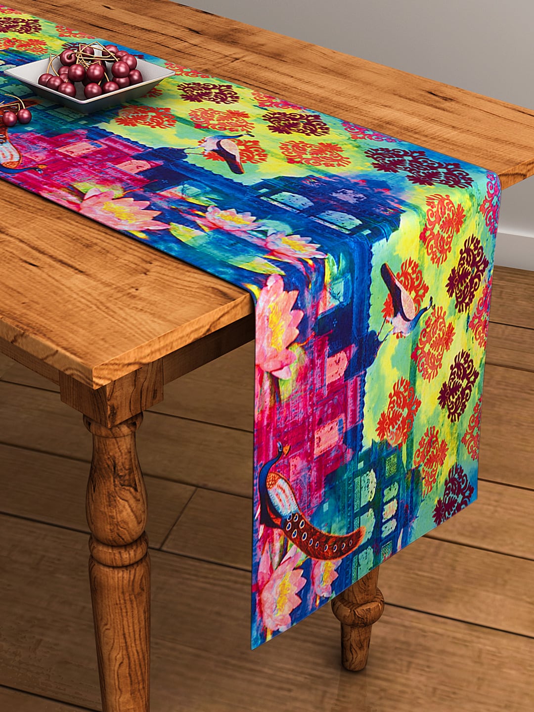 SEJ by Nisha Gupta Multicoloured Printed Rectangular Cotton Table Runner Price in India