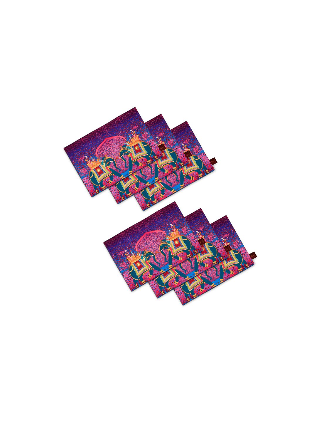SEJ by Nisha Gupta Purple & Pink Set of 6 Printed Table Mats Price in India