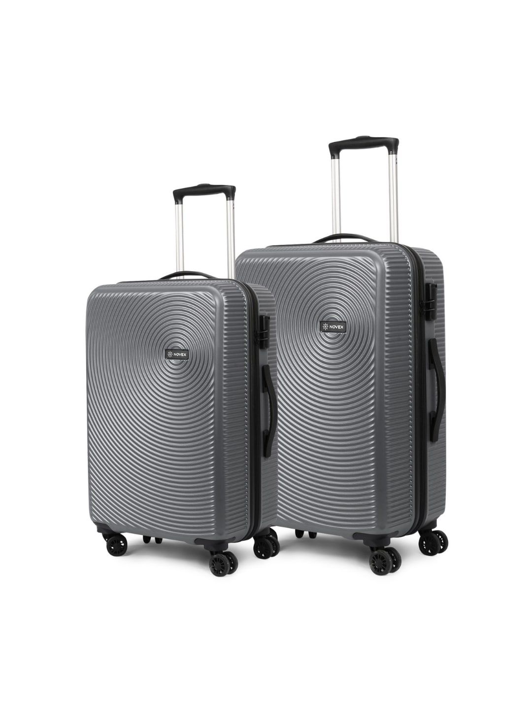 NOVEX Unisex Set Of 2 Grey Textured Hard-Sided Trolley Suitcases Price in India