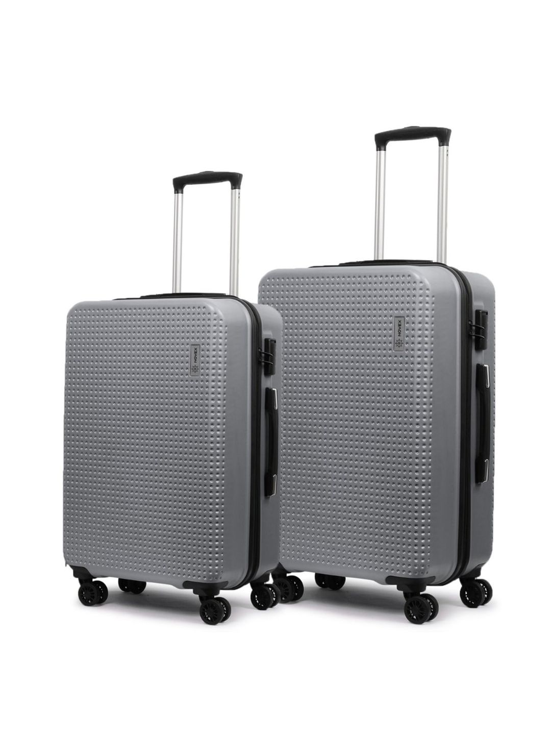 NOVEX Unisex Set Of 2 Charcoal Grey Textured Hard-Sided Trolley Suitcase Price in India