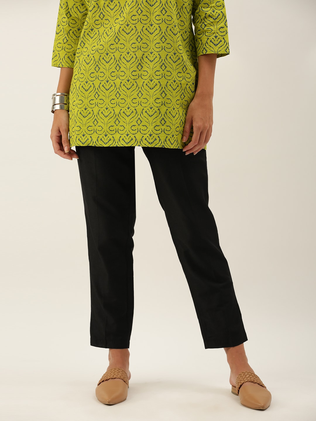 Anouk Women Black Regular Trousers Price in India