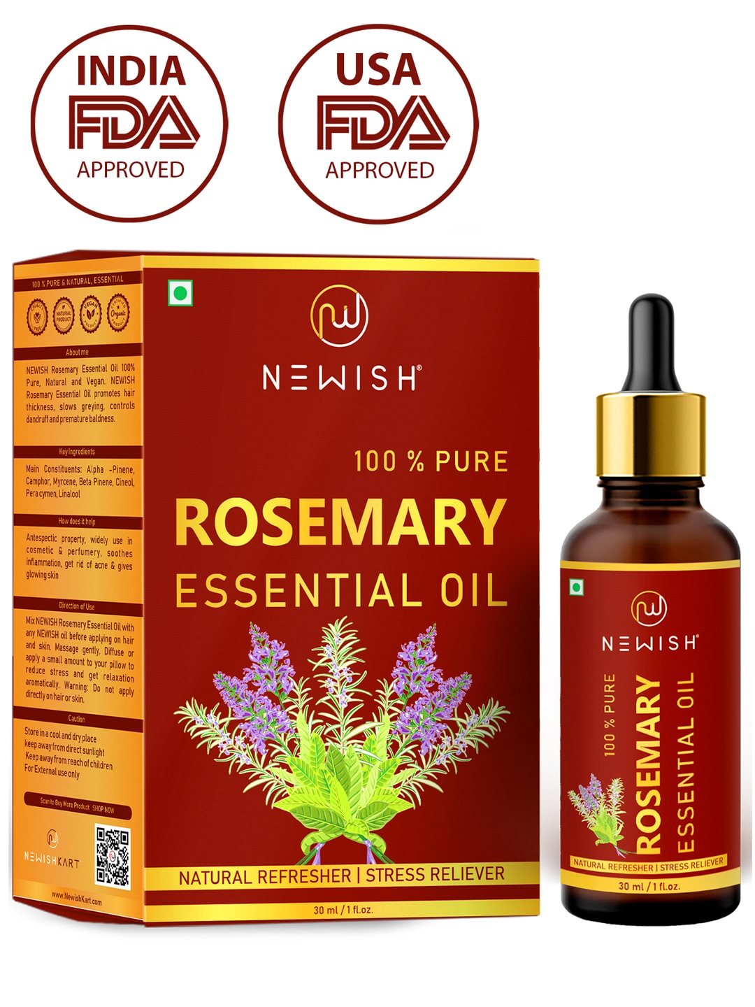 NEWISH Unisex Rosemary Essential Oil for Hair Growth & Skin 30 ml Price in India