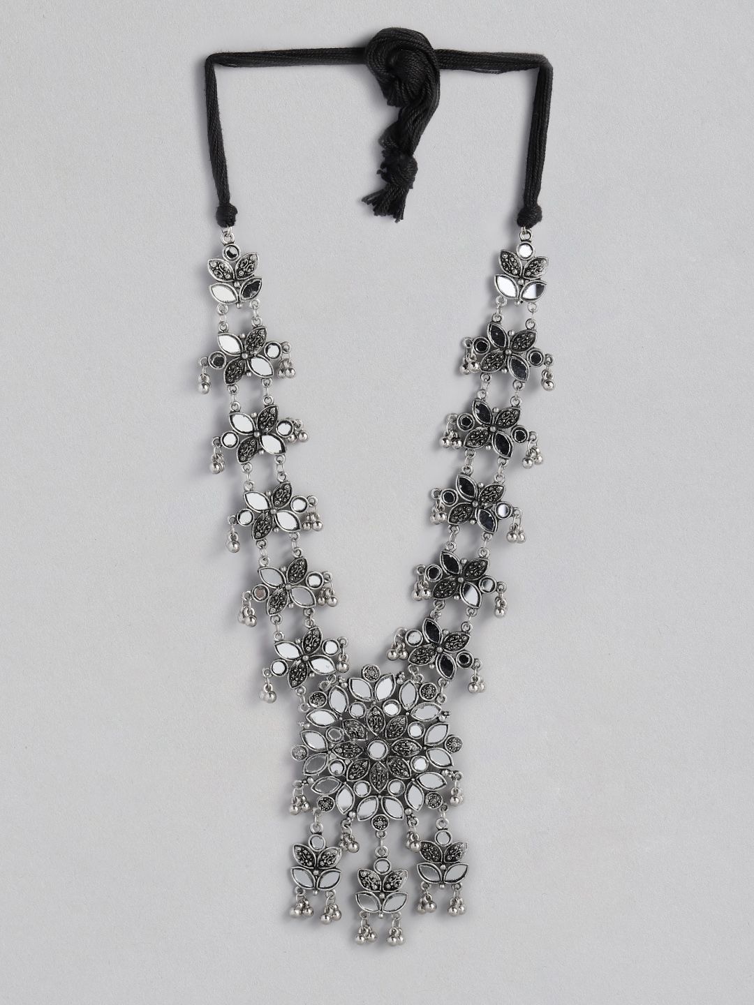 justpeachy Silver-Toned Alloy Silver-Plated Mirror Necklace Price in India