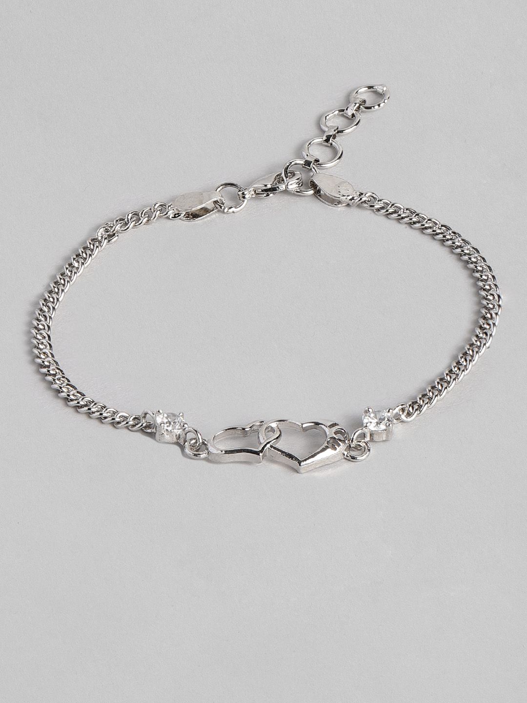 justpeachy Silver-Toned Rhodium-Plated Charm Bracelet Price in India