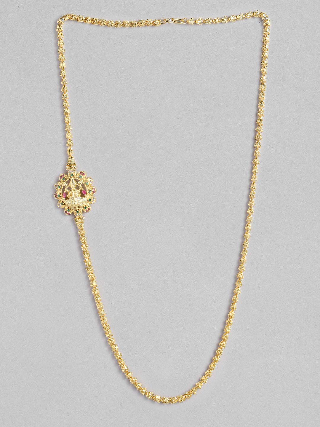 justpeachy Gold-Plated Studded Side Pendant Necklace Price in India