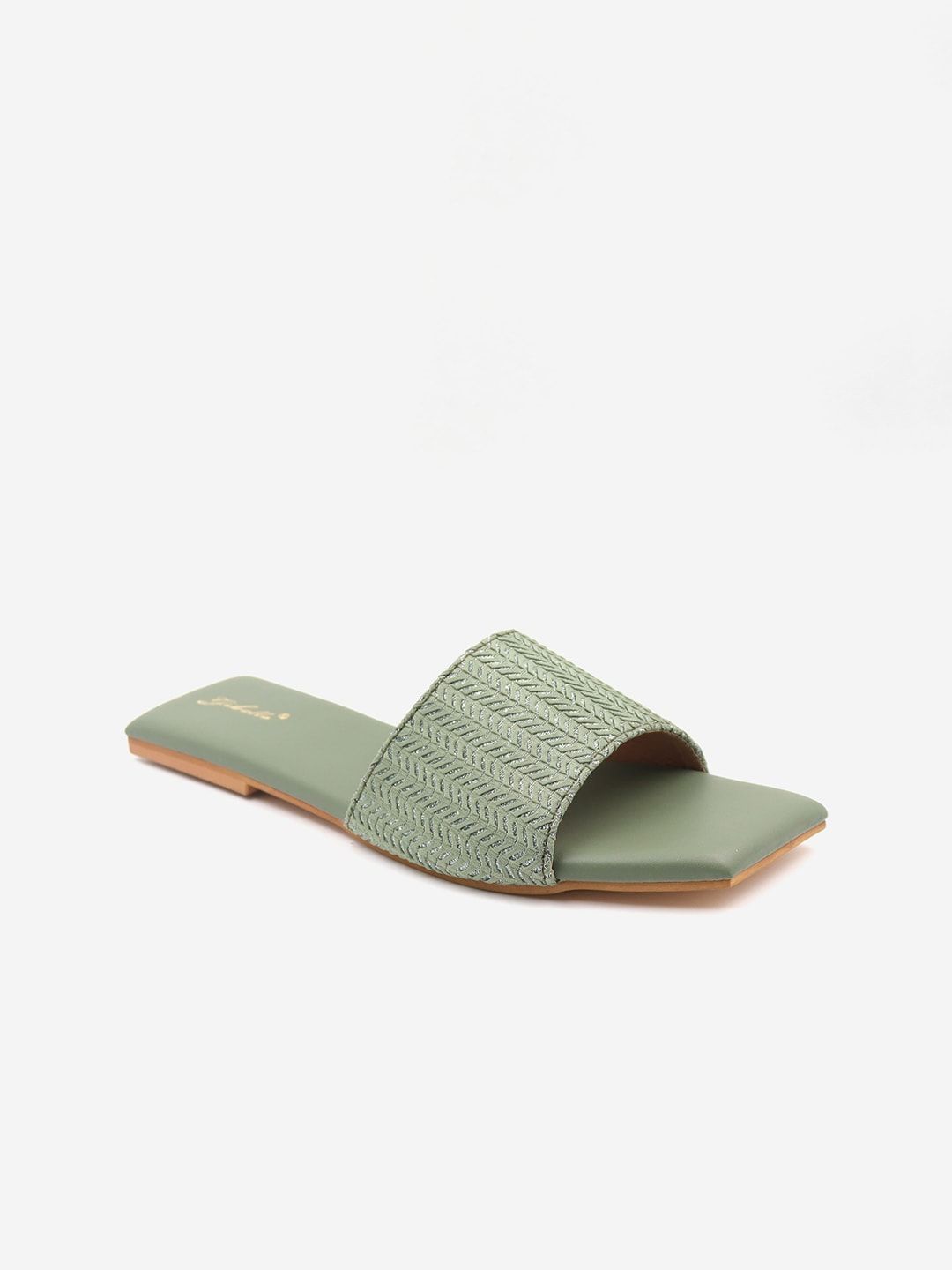 Gibelle Women Green Textured Mules Price in India