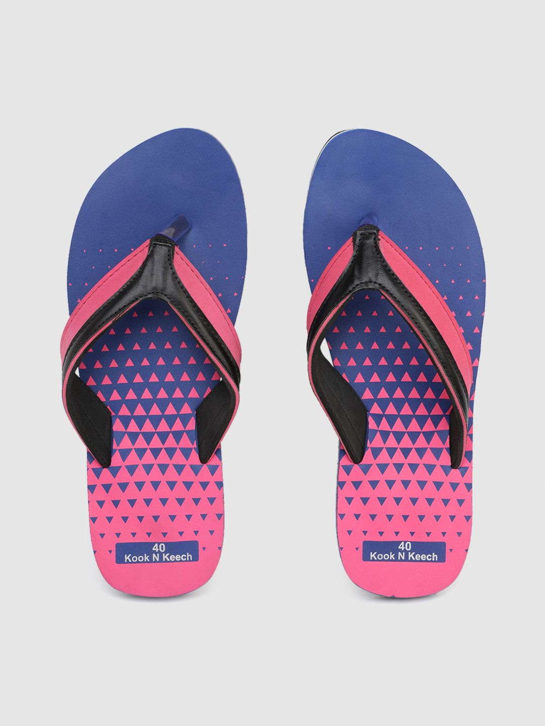 Kook N Keech Women Pink & Blue Printed Thong Flip-Flops Price in India