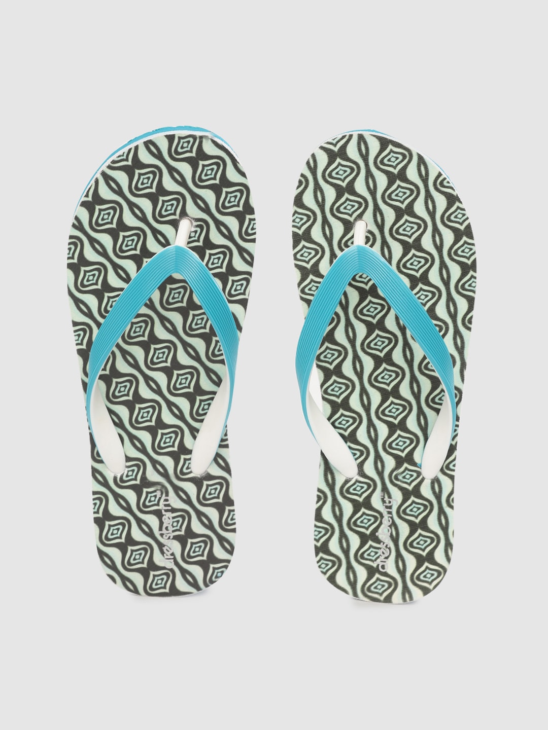 DressBerry Women Blue & Grey Abstract Print Thong Flip-Flops Price in India