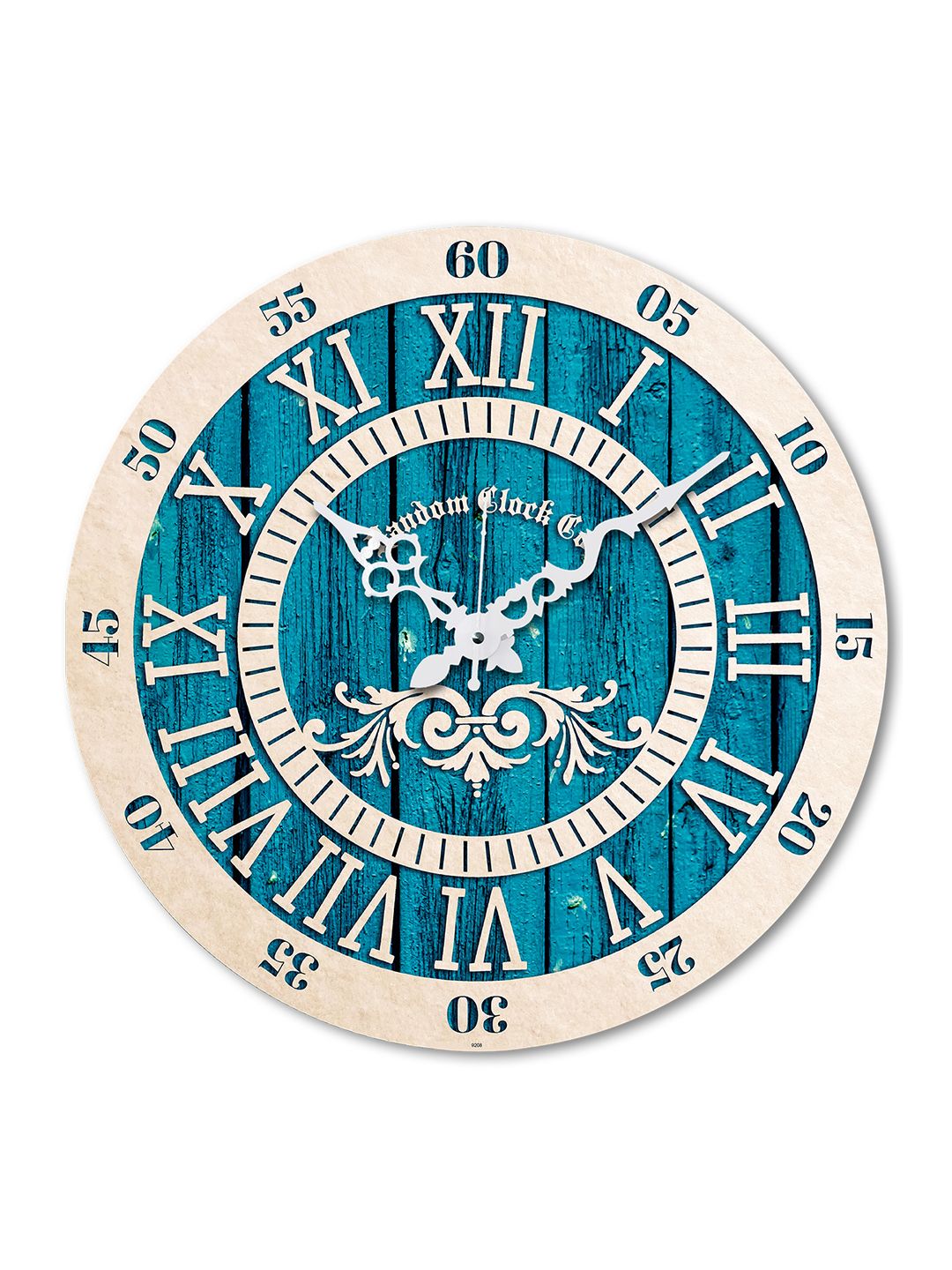 RANDOM Teal & Cream-Coloured Round Printed 37 cm Analogue Wall Clock Price in India