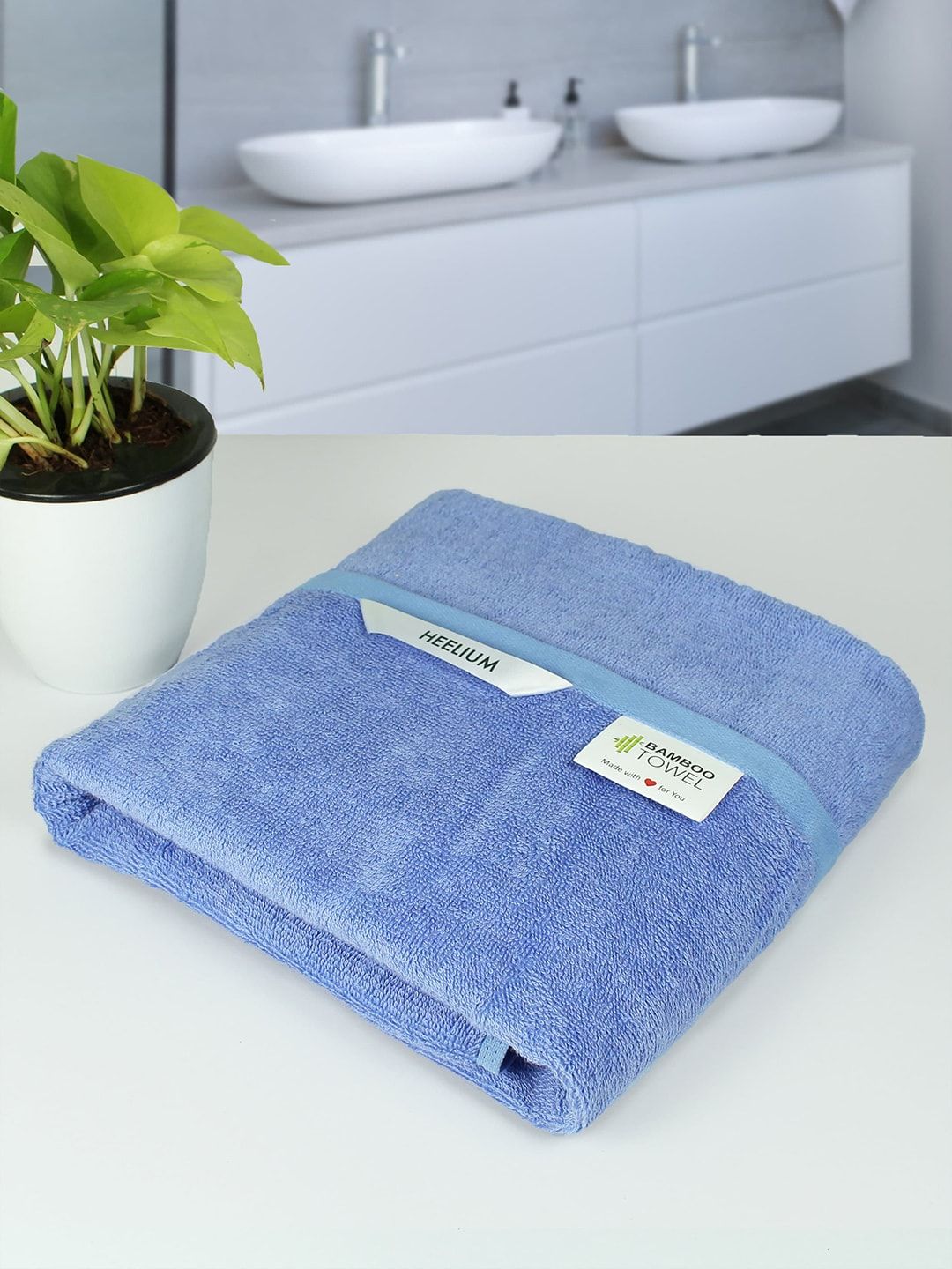 Heelium Blue Solid 400 GSM Quick-Dry Sustainable Bath Towel Price in India
