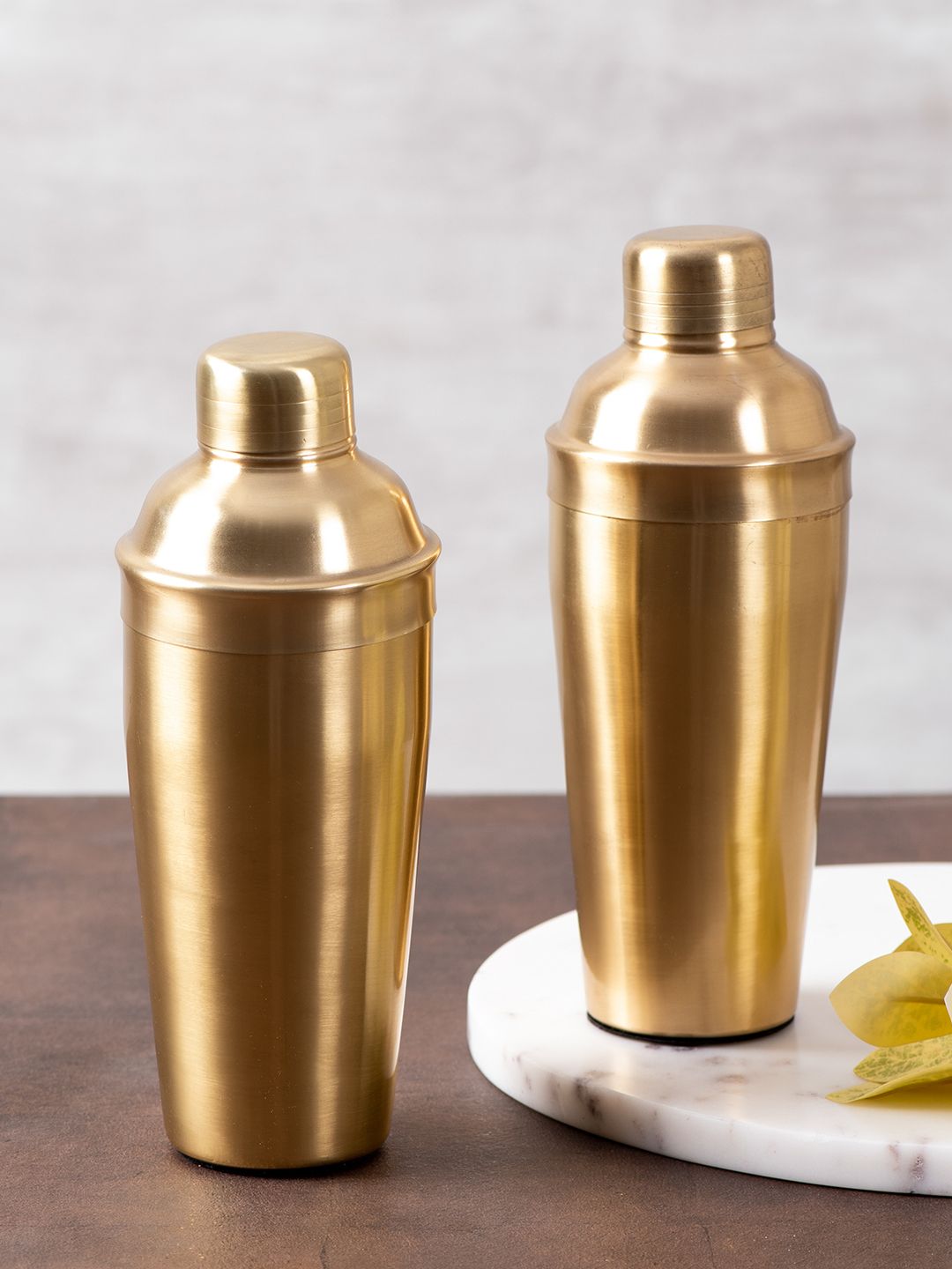 nestroots Set Of 2 Gold-Toned Solid Stainless Steel Cocktail Shakers Price in India