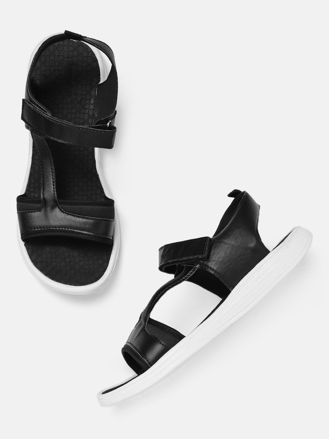Roadster Women Black Solid Sports Sandals Price in India