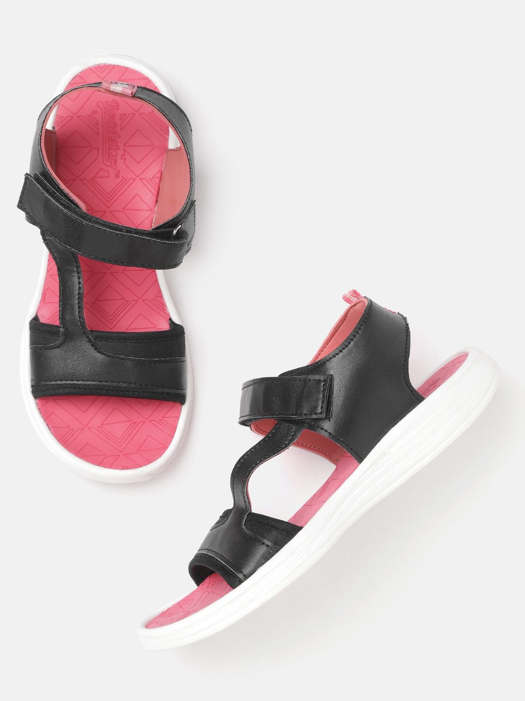 Roadster Women Black Solid Sports Sandals Price in India