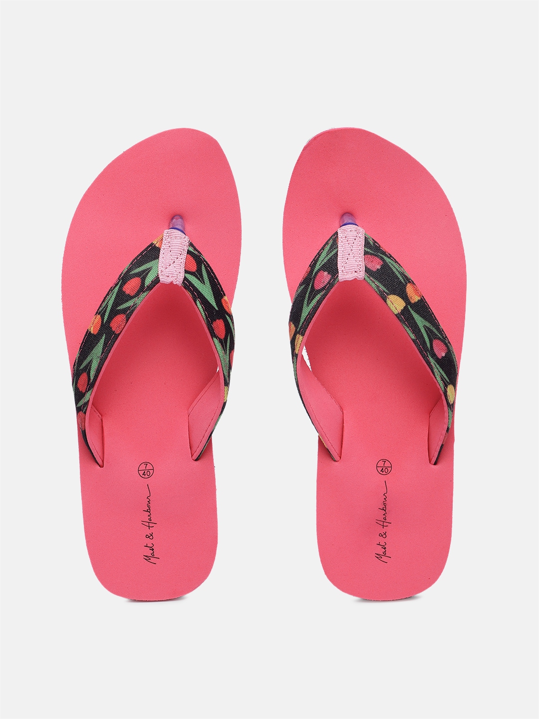 Mast & Harbour Women Pink Printed Thong Flip-Flops Price in India