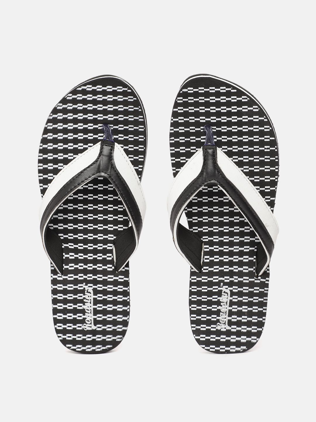 Roadster Women Black & White Printed Thong Flip-Flops Price in India