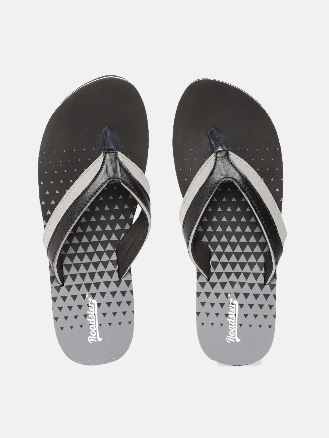 Roadster Women Black & Grey Geometric Print Thong Flip-Flops Price in India
