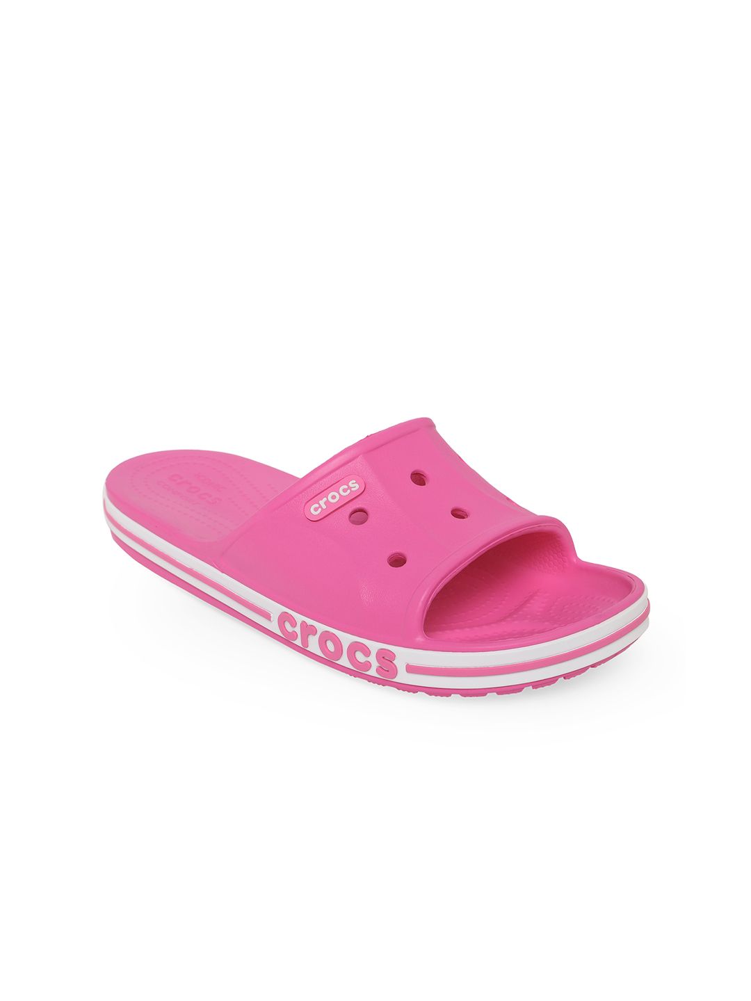 Crocs Bayaband  Women Pink Solid Sliders Price in India
