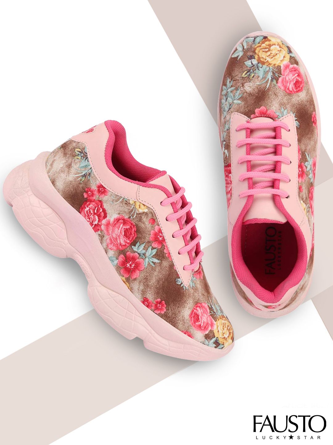FAUSTO Women Pink Synthetic Running Shoes Price in India