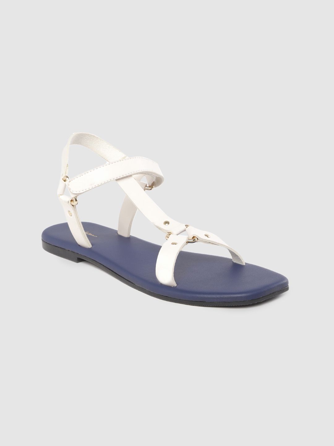 Mast & Harbour Women White Solid Open Toe Flats Price in India