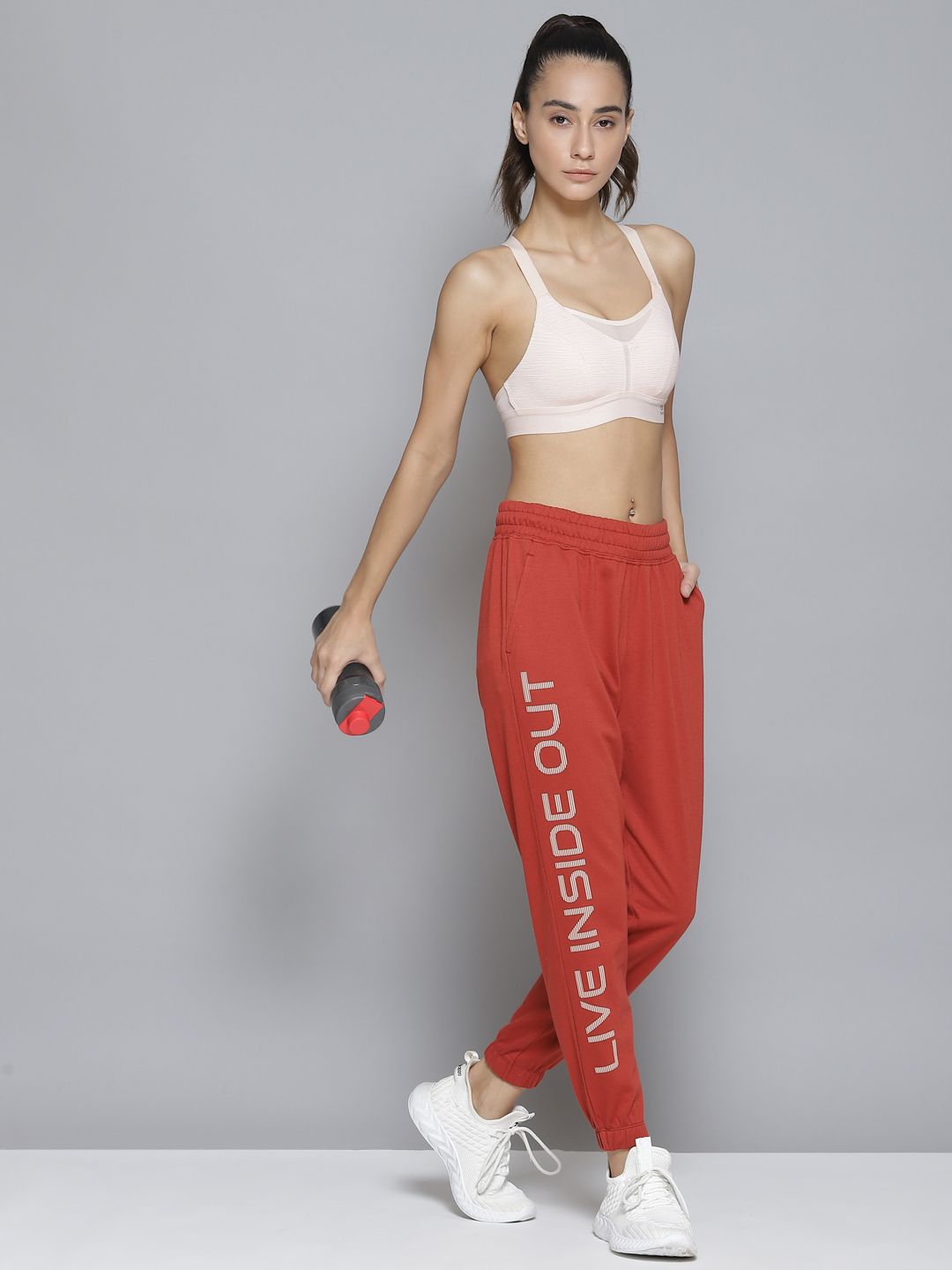 Alcis Women Red Printed Slim-Fit Joggers Price in India